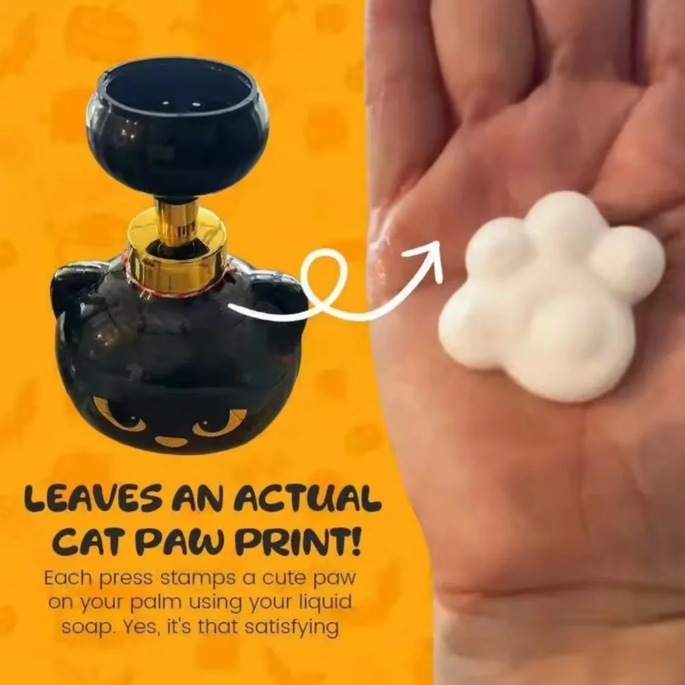 Black Cat-Shaped Foam Soap Paw Dispenser